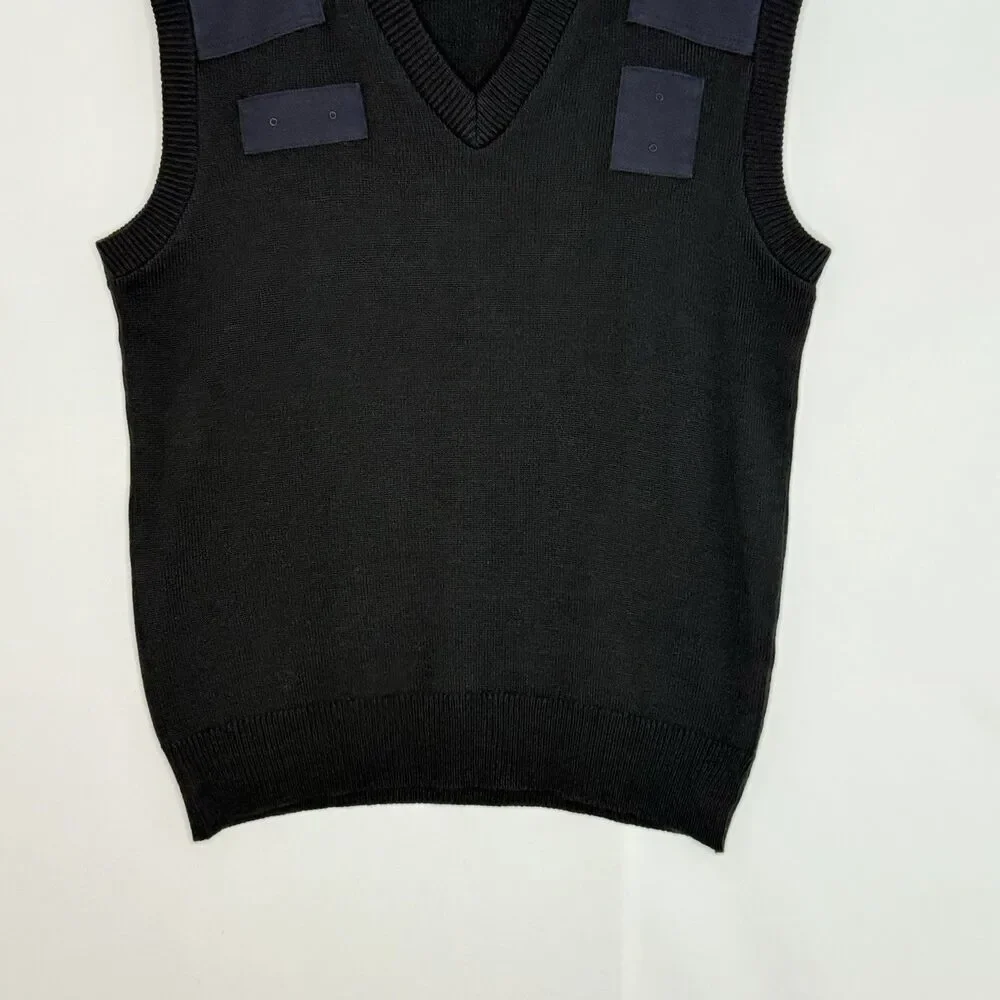 Sweater Vest Uniform Black With Blue Knit Size L VF Imagewear